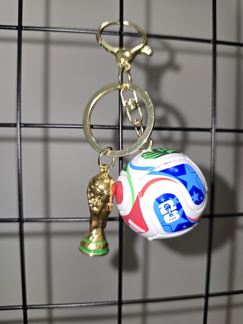 World Cup 2026 Keychain Set Soccer Ball + Trophy Charm Collectible